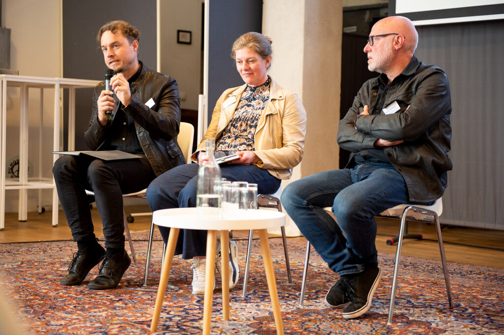 Daniel Kaba (left), the director of Ambrela, next to Liana Hoornweg and Stefan Wallner.