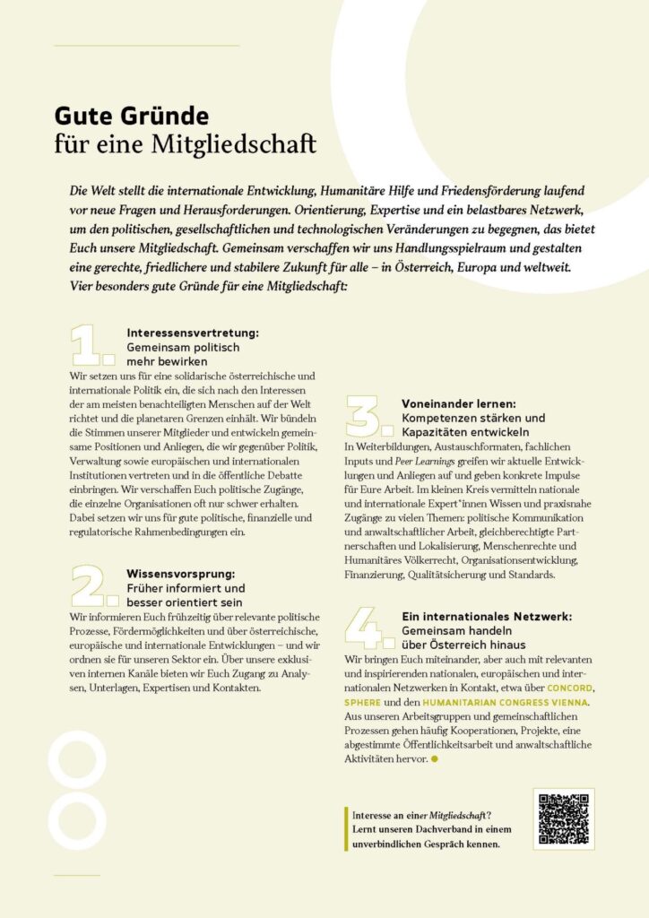 Infoblatt mit vier guten Gründen, Mitglied bei der AG Globale Verantwortung zu werden