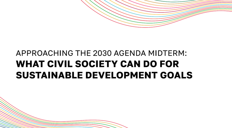Screenshot der Handbuchtitelseite mit Titel "Approaching the 2030 Agenda Midterm: What Civil Society can do for Sustainable Development Goals"