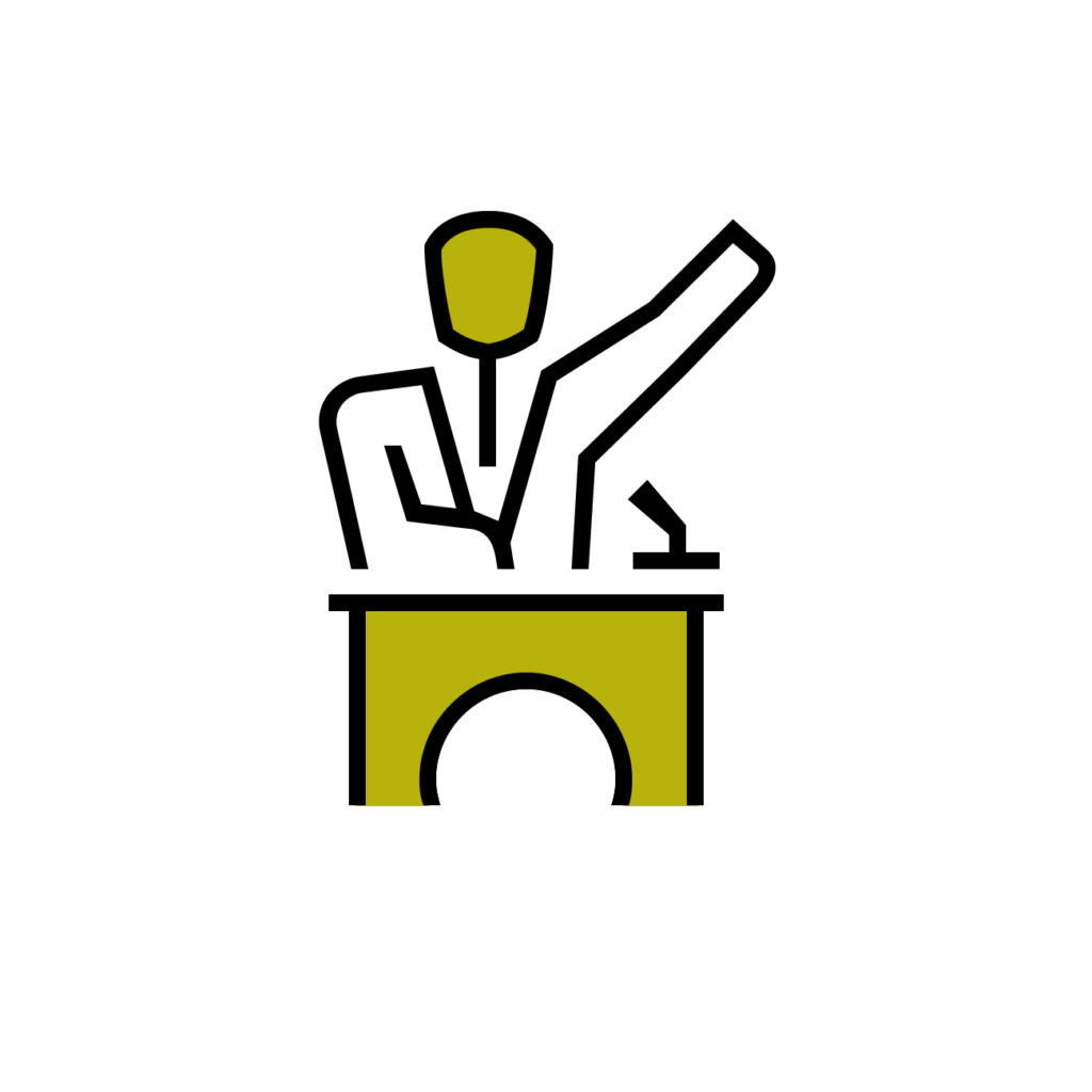 Icon for outspokenness, men behind a lectern